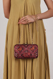 Bella Maroon & Multi Patola Print Rectangular Box Clutch