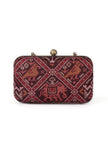 Bella Maroon & Multi Patola Print Rectangular Box Clutch