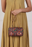Anya Maroon, Blue & Multi Patola Print Rectangular Box Clutch