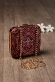 Gulab Maroon & Multi Patola Print Square Box Clutch