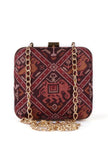 Gulab Maroon & Multi Patola Print Square Box Clutch