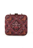 Gulab Maroon & Multi Patola Print Square Box Clutch