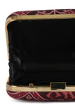 Gulab Maroon & Multi Patola Print Square Box Clutch