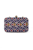 Sitara Blue & Multi Patola Print Rectangular Box Clutch