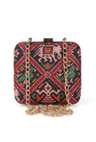 Afraa Black & Multi Patola Print Rectangular Box Clutch