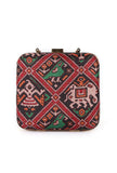 Afraa Black & Multi Patola Print Rectangular Box Clutch