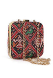Afraa Black & Multi Patola Print Rectangular Box Clutch