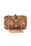 Azalea Golden & Multi Patola Print Rectangular Box Clutch