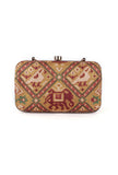 Azalea Golden & Multi Patola Print Rectangular Box Clutch