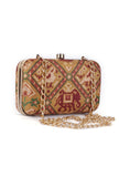 Azalea Golden & Multi Patola Print Rectangular Box Clutch