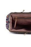White, Blue & Multi Silk Patola Print Clutch