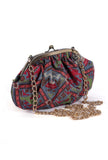 Stone Blue, Coral & Multi Silk Patola Print Gathered Clutch