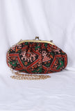 Green, Red & Multi Silk Patola Print Gathered Clutch