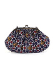 White, Blue & Multi Silk Patola Print Gathered Clutch