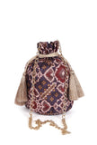 Advika Blue & Multi Silk Patola Print Potli With Tassels