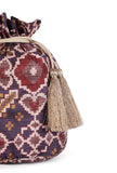 Advika Blue & Multi Silk Patola Print Potli With Tassels