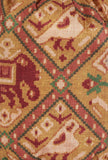 Chhaya Golden & Multi Silk Patola Print Potli With Tassels