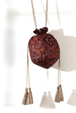 Gulika Maroon & Multi Silk Patola Print Potli With Tassels