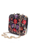 Navy Blue velvety box clutch