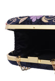 Navy Blue velvety box clutch