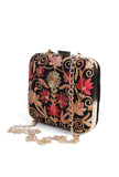 Black velvety box clutch