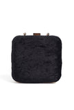 Black velvety box clutch