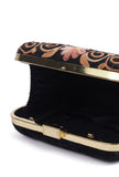 Black velvety box clutch