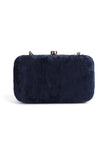 Navy Blue velvety rectangular clutch