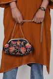 Navy Blue gathered clutch