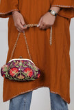 Purple gathered clutch