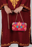 Pink velvety rectangular clutch