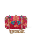Pink velvety rectangular clutch