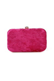 Pink velvety rectangular clutch