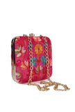 Pink velvety box clutch