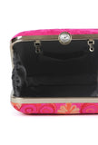 Pink velvety box clutch
