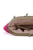 Pink gathered clutch
