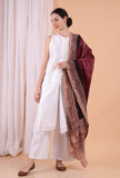 Burgundy Red Ajrakh Modal silk Dupatta