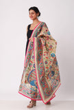 Urmila hand embroidered kantha silk dupatta
