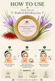 How to use Saffron Under Eye Gel infographic with steps to clean, apply and use twice daily