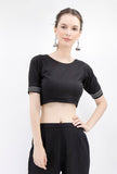 Black Rabari Cotton Backless Padded Blouse