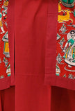 Set of 2: Maroon Asymmetric Kalamkari Cape with Maxi