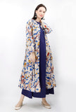 Set of 2 - Kalamkari Cape with Maxi Dress in Blue & Beige