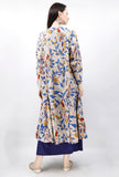 Set of 2 - Kalamkari Cape with Maxi Dress in Blue & Beige