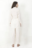 Ivory Cotton Slub Short Kurta With Dhoti