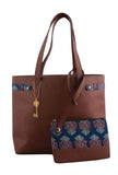 Chocolate Brown Ajrakh Tote Bag