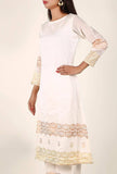 Off White Gold Foil Print Chanderi Kurta