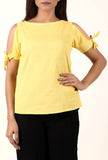 Sunflower Yellow Cold Shoulder Cotton Top