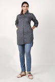 Dark Grey Handloom Cotton Asymmetrical Shirt