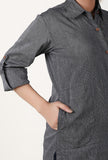 Dark Grey Handloom Cotton Asymmetrical Shirt
