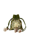 Mehendi Green Gota Embroidered Silk Drawstring Potli Bag (10